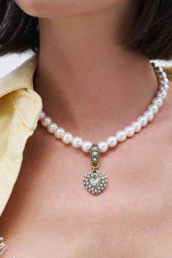 Mon Reve Pure Heart İnci Kalp Charm İnci Kolye