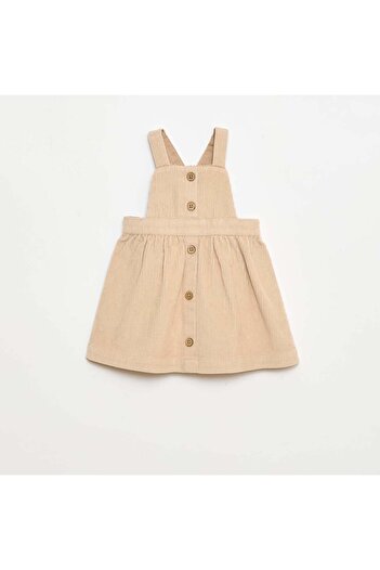 KIABI Velvet Overalls with Straps BEIGE
