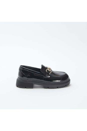 KIABI Patent loafers with gold-coloured buckle BLACK