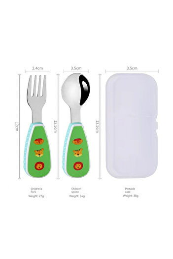 Choice green 2Pcs Toddler Utensils Cute Toddler Feeding Spoon And Fork Set Stainless Steel Innovative Carto