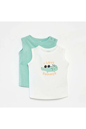 KIABI Pack of 2 vest tops GREEN