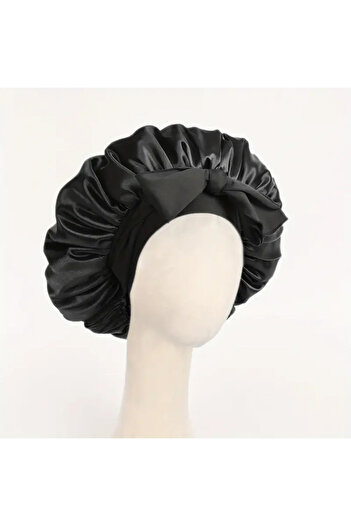 Choice1 BLACK Satin bonnet silk bonnet adjustable bonne for sleeping hair bonnet with tie band bonnets for W