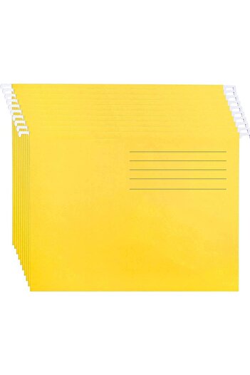 MARKQ Hanging File Folders Pack of 10 Yellow Suspension Files for Filing Cabinet School Office Use