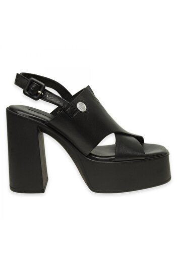 Mammamia D24Ys-1710Z Heeled Black Women's Sandals