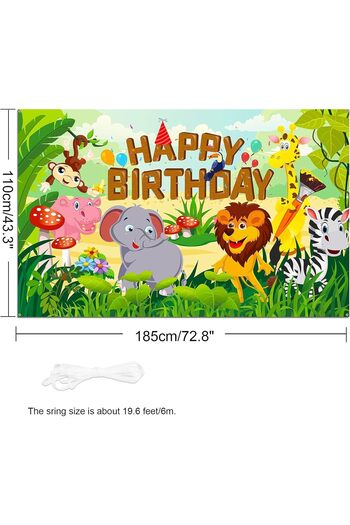 Al Raied Fabric Happy Birthday Banner for Jungle Animal Theme Birthday Party Decorations, Kids Boys For
