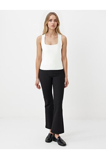 Jimmy Key Ecru Slim Fit Strappy Square Neck Knitted Tank Top