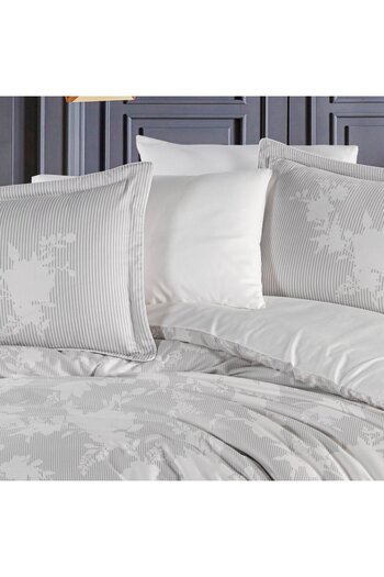 Hobby home collection Avelina Ecru Gray - Double Satin Duvet Cover Set