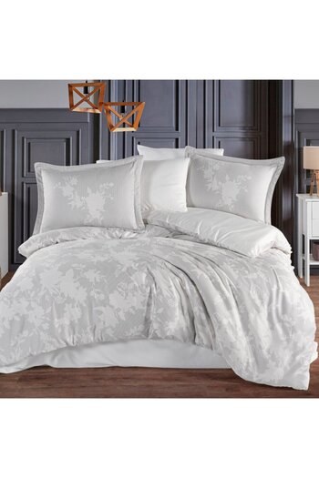 Hobby home collection Avelina Ecru Gray - Double Satin Duvet Cover Set