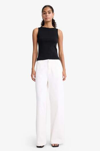 DeFacto Slim Fit Slim Fit Ribbed Tank Top with Boat Neck F9572Ax25Hs