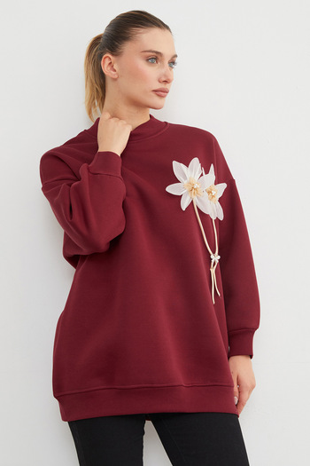 Fulla Moda Oversize Tunic with 3 Thread Floral Accessories