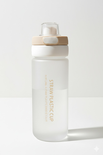 Bisbell 550ml Frosted Straw Water Bottle | BPA-Free | Leakproof Gym Office Drinkware,BB4052