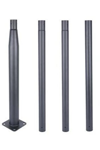 RFAN Metal Pole for Solar Lamps with Flange, 3.5M, Grey
