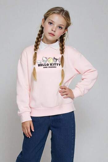 DeFacto Girl's Hello Kitty Oversize Wide Fit Polo Neck Sweatshirt F3413A825Au