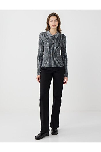 Jimmy Key Black Regular Leg High Waist Denim Pants