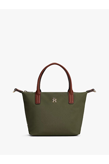 Tommy Hilfiger Women's Th Monogram Logo Zippered Short Strap Khaki Shoulder Bag Aw0Aw17709-Mt1
