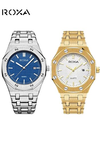 Roxa Dual Elegance Watch Set: Perfect Blend of Luxury and Precision Silver and Gold