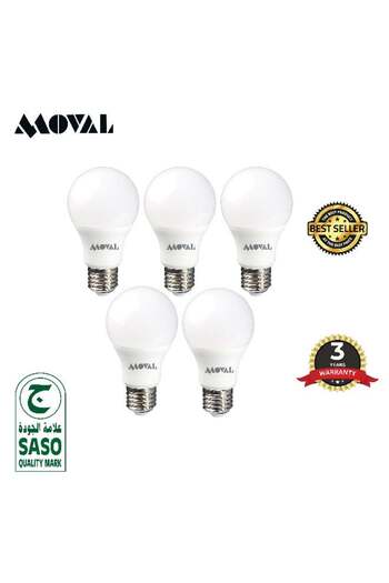 Generic MOVAL LED Bulb Set of 5 – 9W, 4000K Cool White, Energy Saving, Long Life, AC220-240V