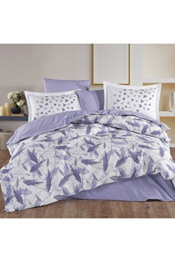 Hobby home collection Silva Lila - Double Poplin Quilted Duvet Cover Set