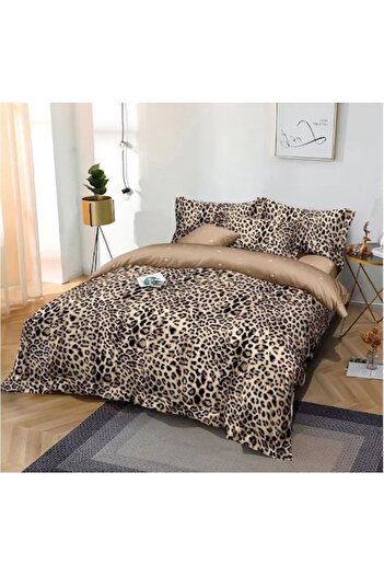 Evia Home Double bed linen set made of finet, with 4 pillowcases, Evia Home, Leopard