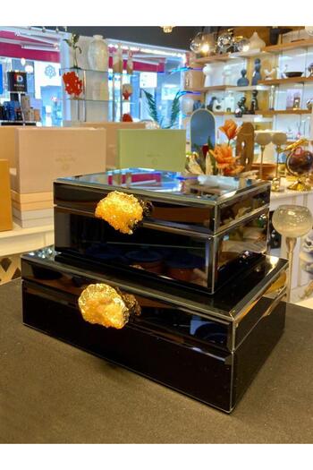 ÇIRPAN EV Black Natural Stone 2-Piece Decorative Box