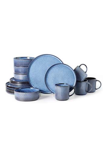 Gerenic MONITO 16 Piece Stoneware Dinner Set, Modern Design in Glossy Finish, Microwave & Dishwasher Safe -