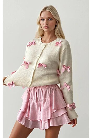 OYERGA MODA Women's Bow Detail Cardigan