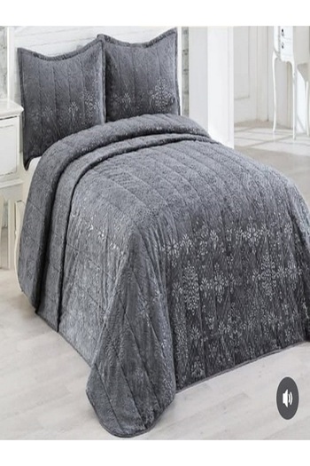 YÜNTEKS Merinos Bedspread Double Size Silky Soft / Dowry / Suitable for Daily Use / Anthracite