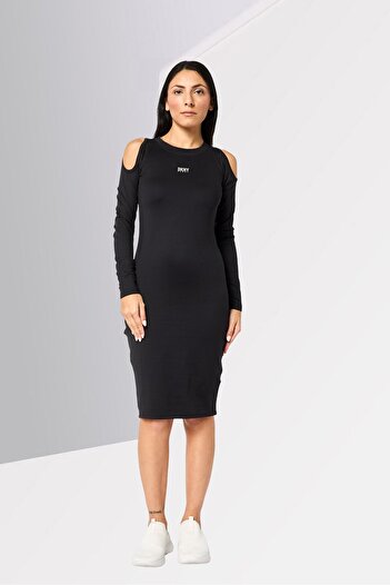 DKNY Sport Women Sportswear Fit Long Sleeve Outdoor Dress, Black