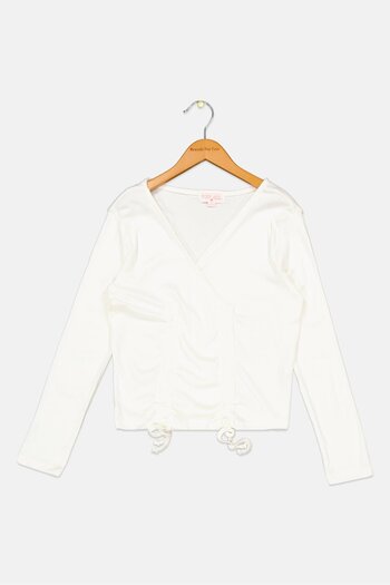 Poof Girl Kids Girl Textured Tops, Off White