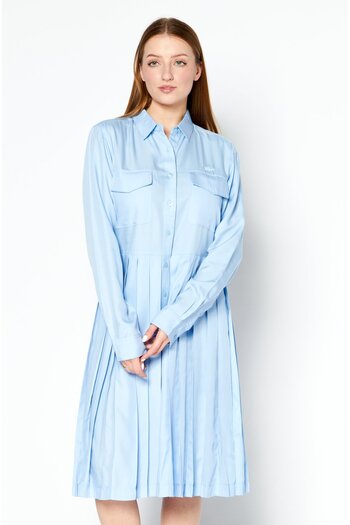 Lacoste Women Embroidered Logo Midi Dress, Light Blue