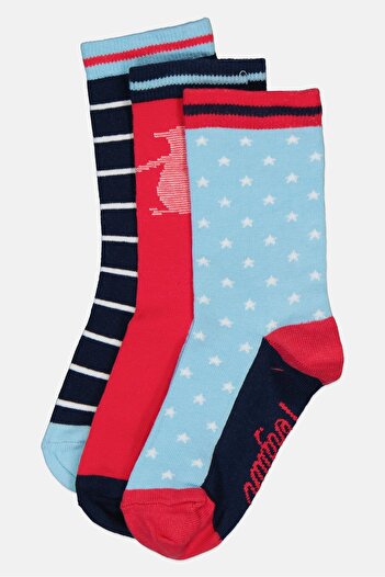 Original Penguin Kids Girl 3 Pairs Graphic Print Socks, Multicolor