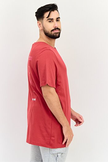 Puma One8 Men Slim Fit Short Sleeves Brand Logo Outdoor T-Shirt, Red