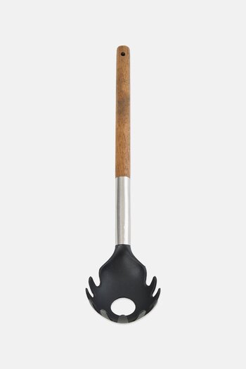Kitchenera Silicone Spaghetti Server With Wooden Handle, Black