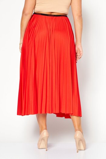 Lacoste Women Pull On Pleated Midi Skirt, Red