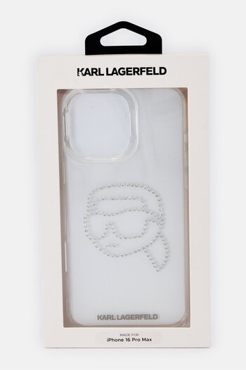Karl Lagerfeld iPhone 16 Pro Max Metallic Protective Case, Transparent