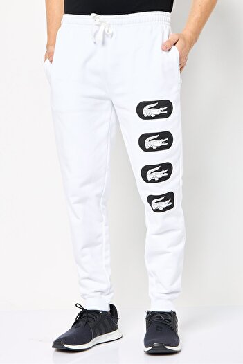 Lacoste Men Tapered Fit Brand Logo Joggers Pants, White