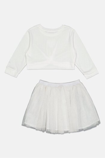 English Laundry Kids Girl 2 Pieces Solid Long Sleeve Top And Skirt Set, White