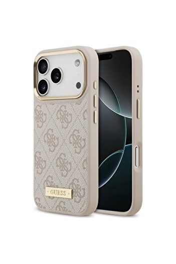 Guess Case for iPhone 17 Pro, Hardcase 4G Logo Plate MagSafe, Pink