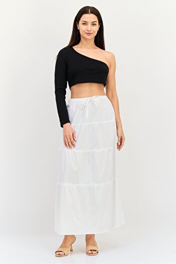 Brave Soul Women Solid Maxi Skirt, White