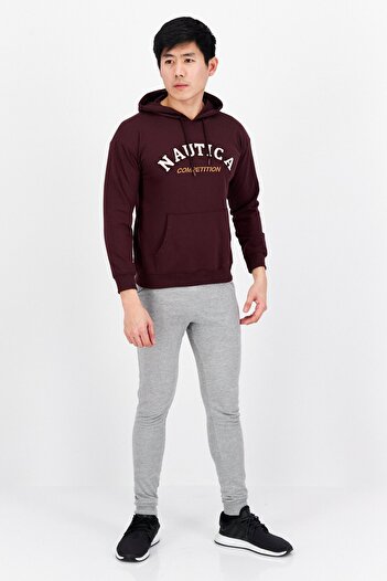 Nautica Men Sportswear Fit Embroidered Hoodie, Burgundy