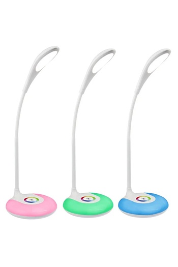 Aptel Desk lamp, multicolor LED, touch control, white, 44 cm