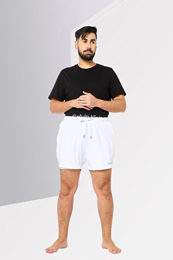 Calvin Klein Men Brand Logo Board Shorts, White