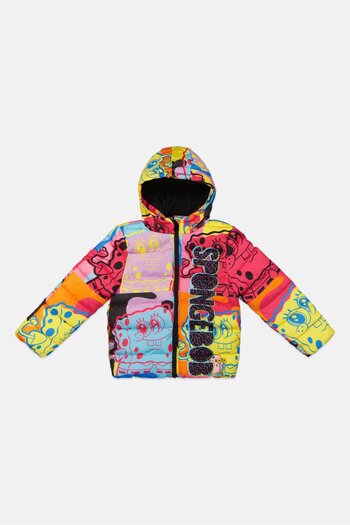 NİCKELODEON Kids Girl Sponge Bob Puffer Jacket, Pink Combo