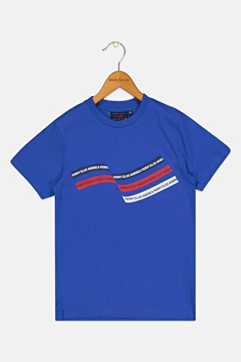 Perry Ellis Kids Boy Graphic Print Short Sleeve T-Shirt, Blue