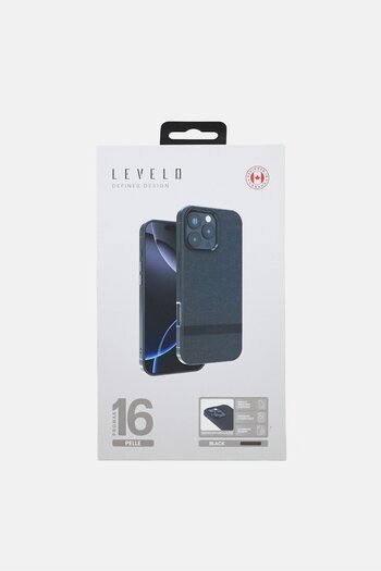 Levelo iPhone 16 Pro Max Pelle Leather Protective Case, Black