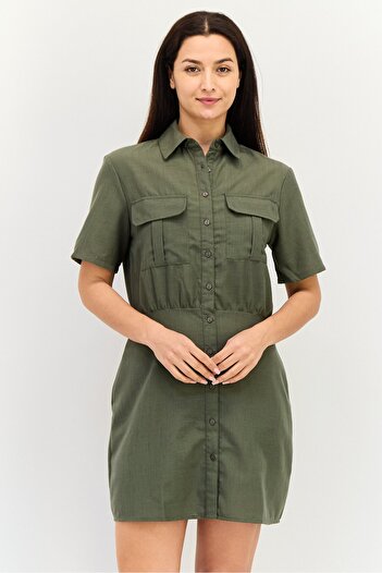 Brave Soul Women Solid Mini Dress, Sage Green
