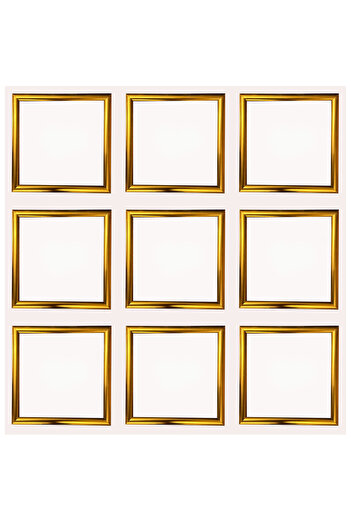 AS TİCARET Decorative Frame Set 9 Pieces 20X20 Pvc with Glass Gold