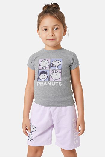 PEANUTS Kids Girl 2 Pieces Graphic Print Top And Shorts Set, Multicolor
