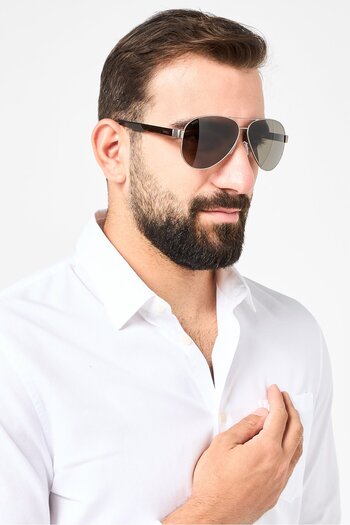 BOSS Men 1560/O/S Aviator Sunglasses, Grey