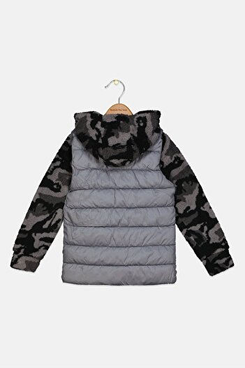 Perry Ellis Kids Boy Hooded Quilted Jacket, Grey